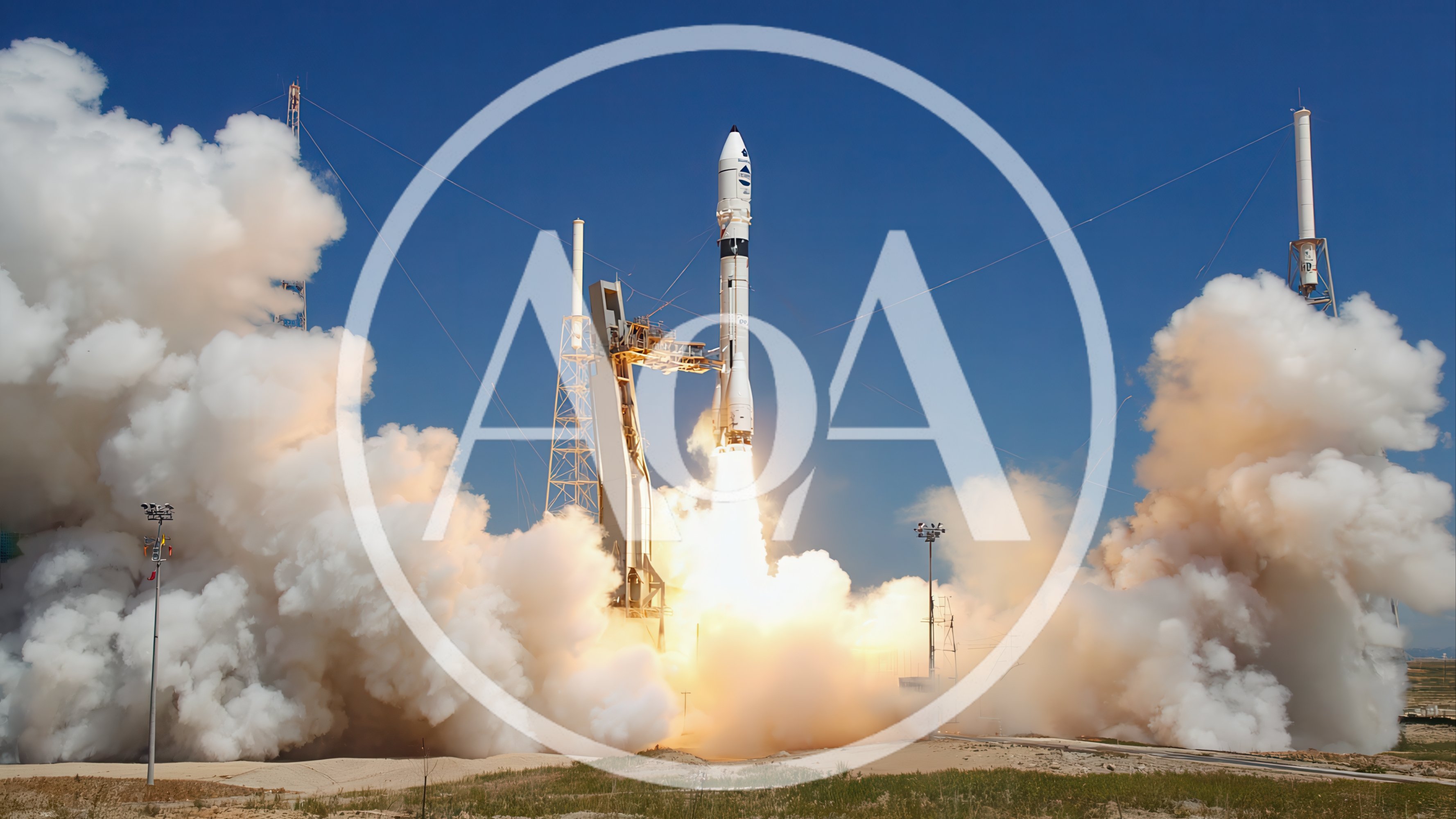Space Rocket Launching From Launchpad