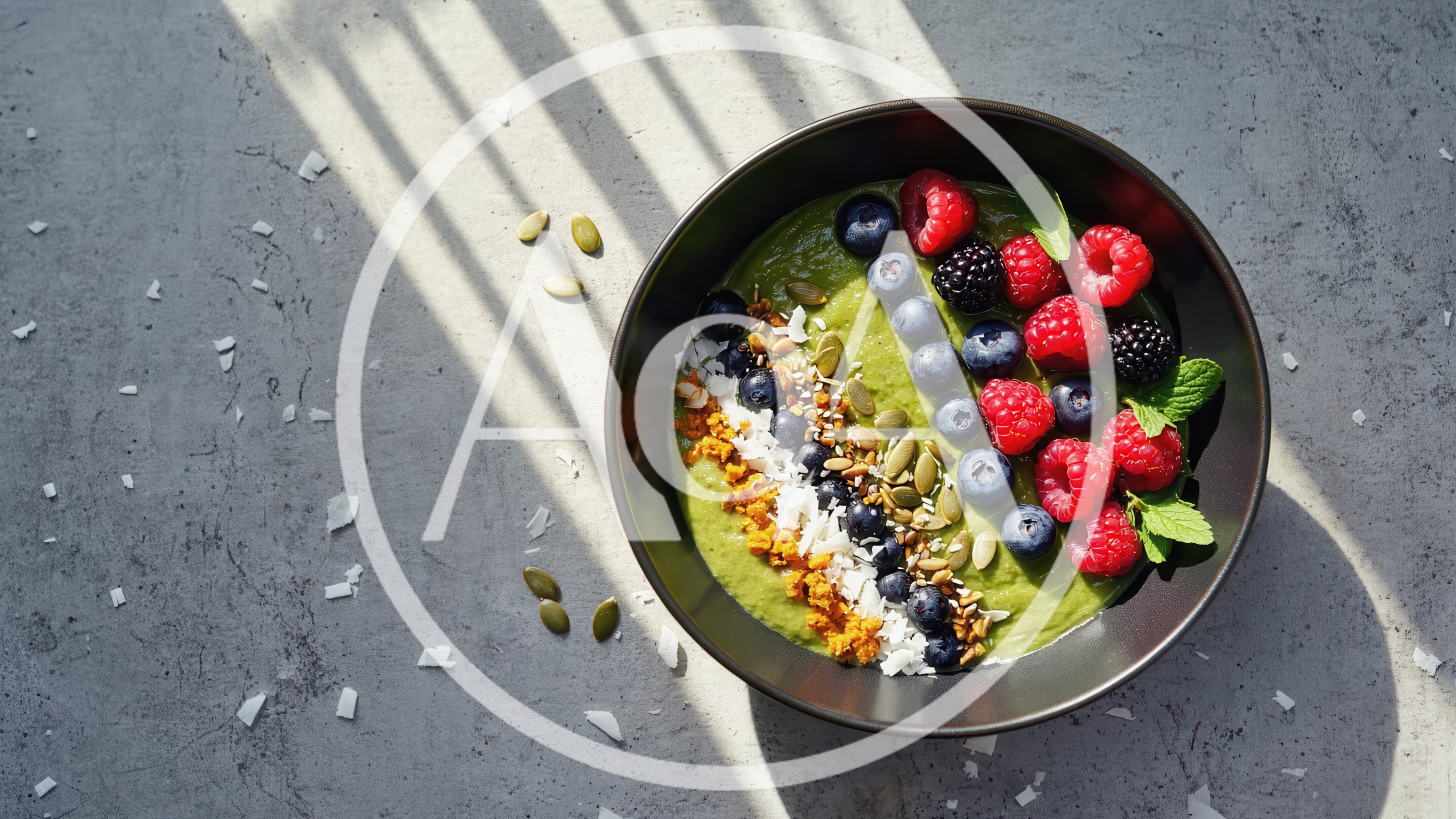 Healthy Green Smoothie Bowl With Berries And Seeds