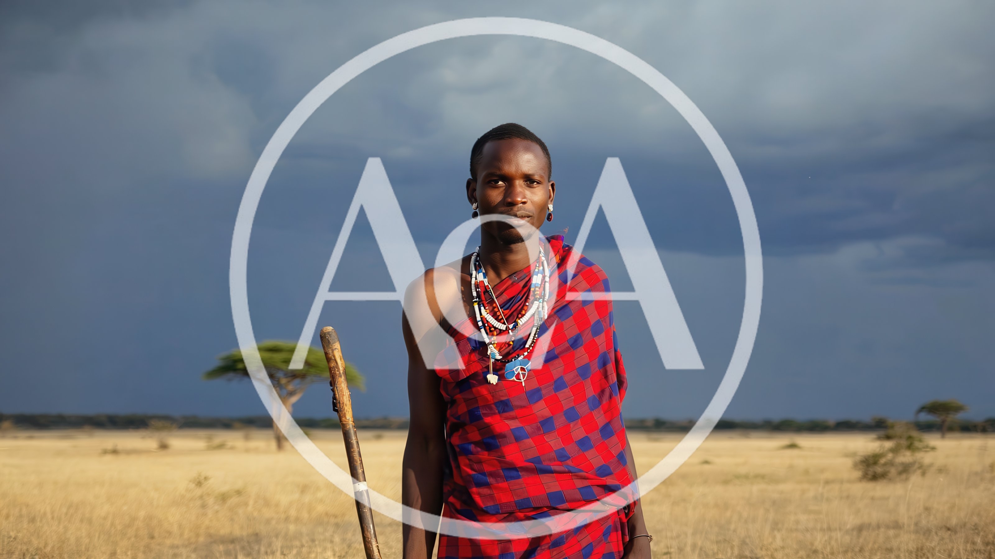Maasai Warrior Standing In The African Savanna