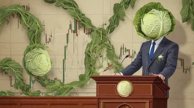 Cabbage Head Businessman Giving A Speech