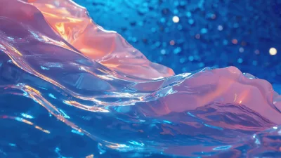 Abstract Liquid Wave Motion With Soft Pink And Blue Lighting