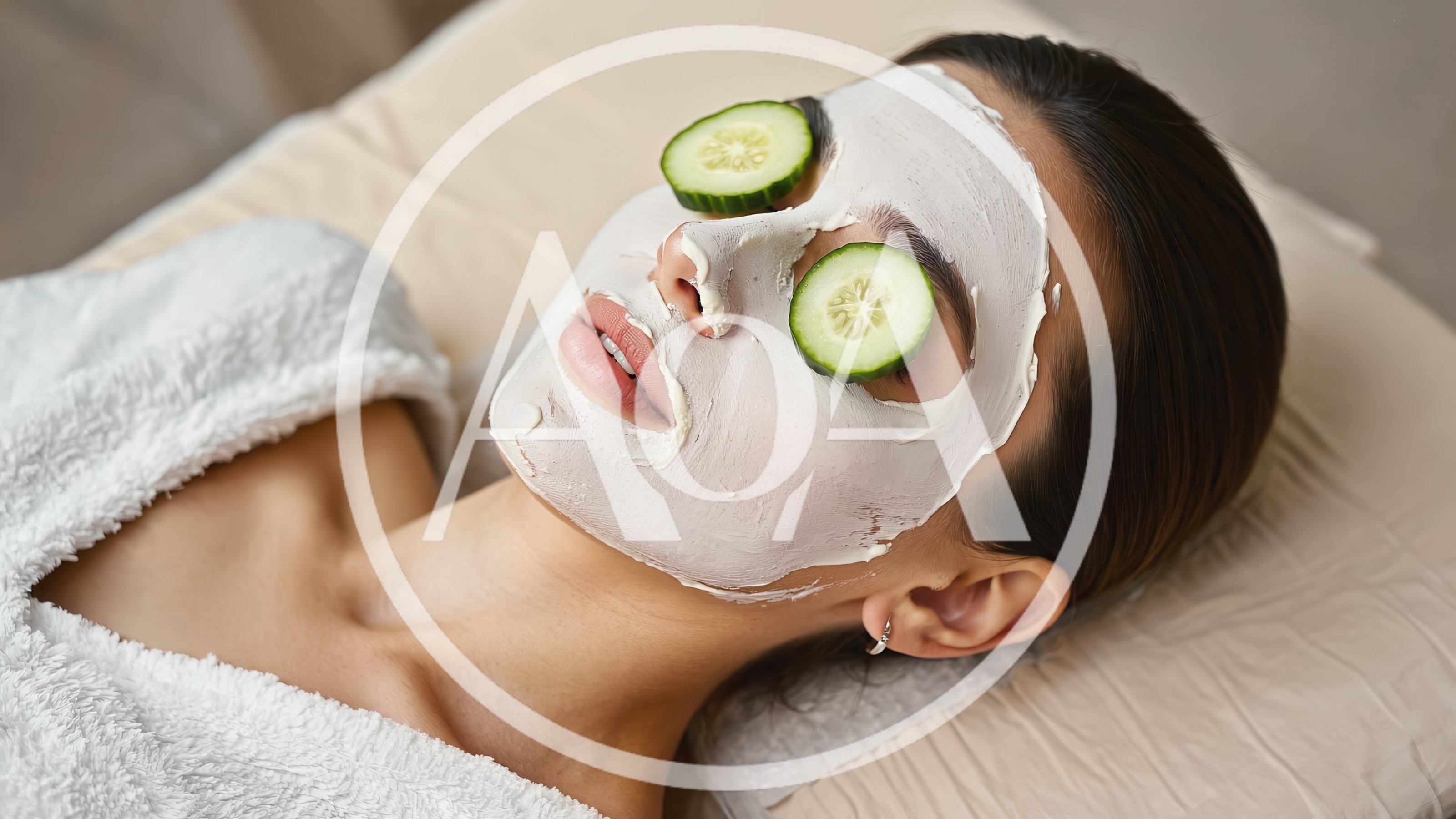 Woman Relaxing With Cucumber Slices And Facial Mask
