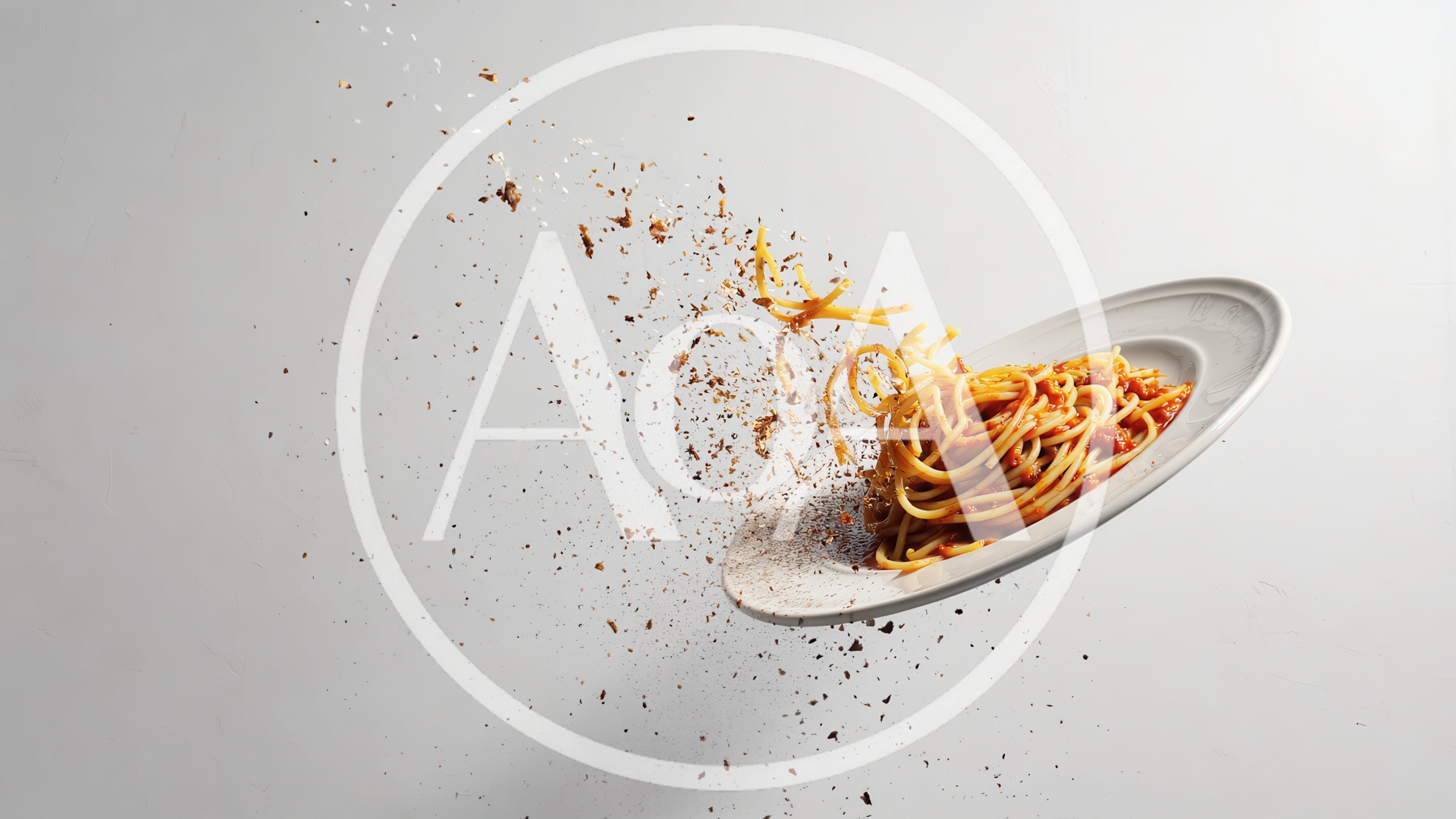 Spaghetti Dish Exploding With Seasoning Particles