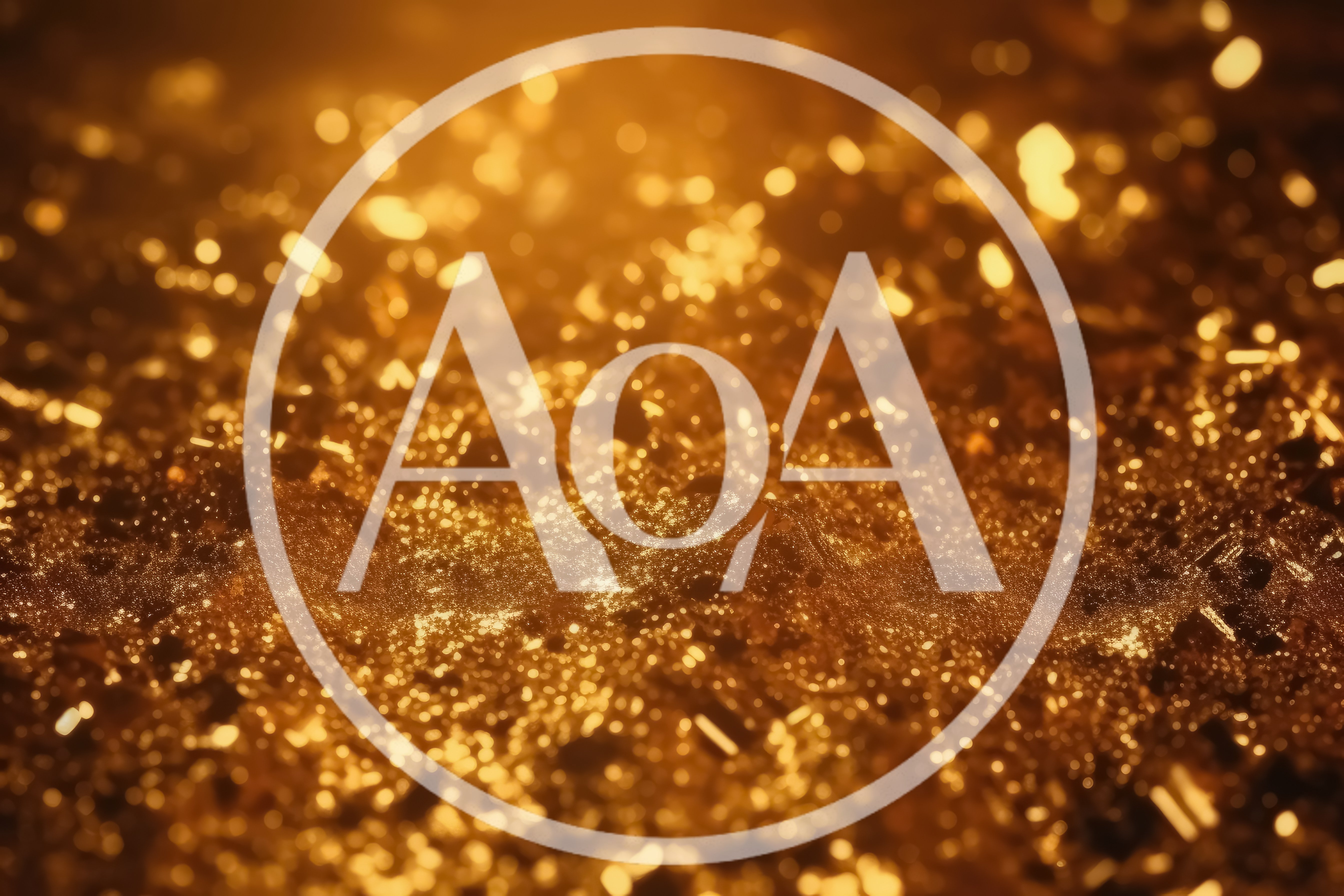 Abstract Golden Glitter Particles Floating In Dark Space