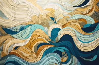 Abstract Wave Pattern With Flowing Lines And Earth Tones