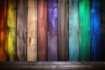 Colorful Vertical Wooden Planks Background With Floor