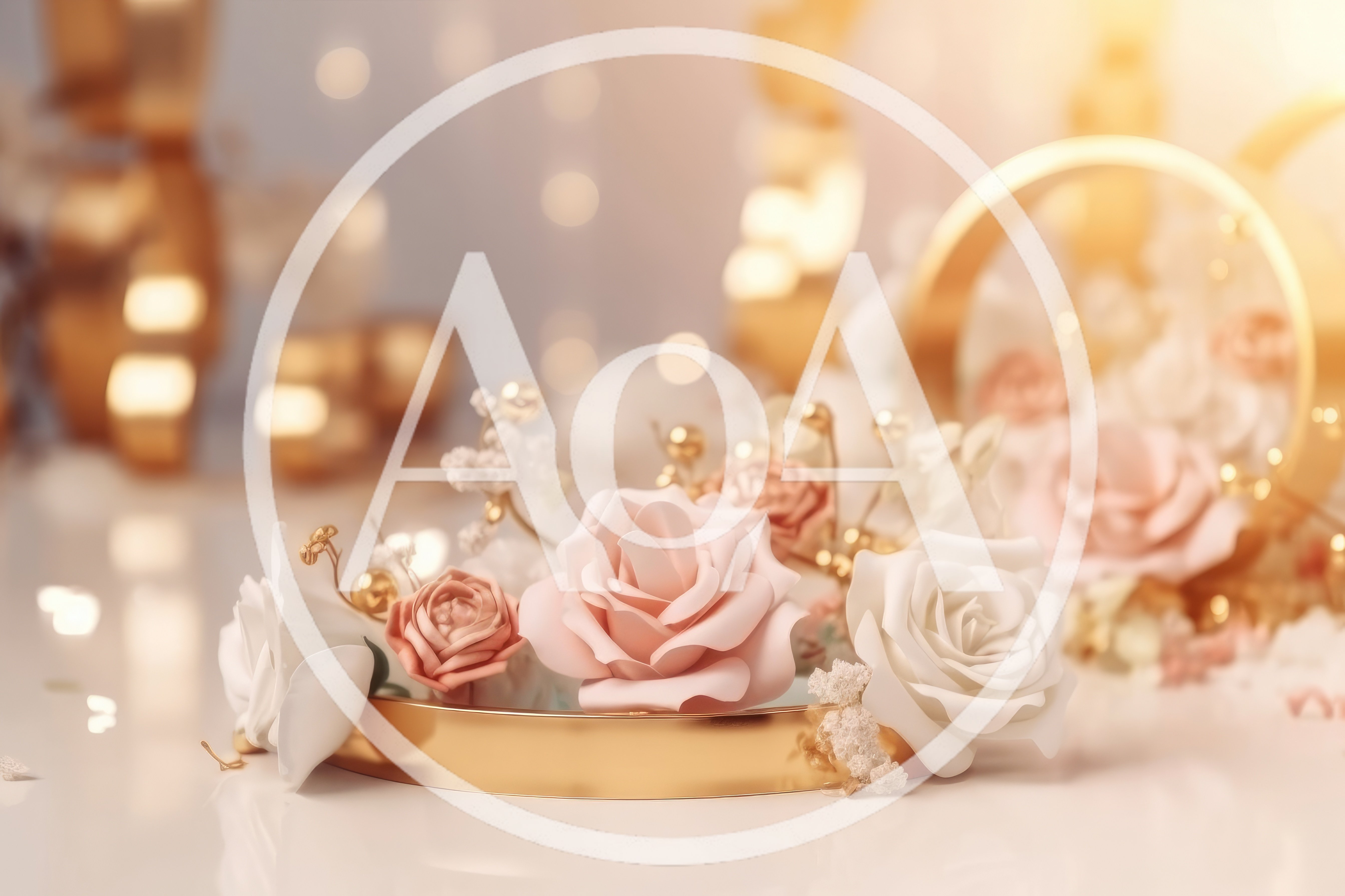 Elegant Gold Floral Display With Pastel Roses