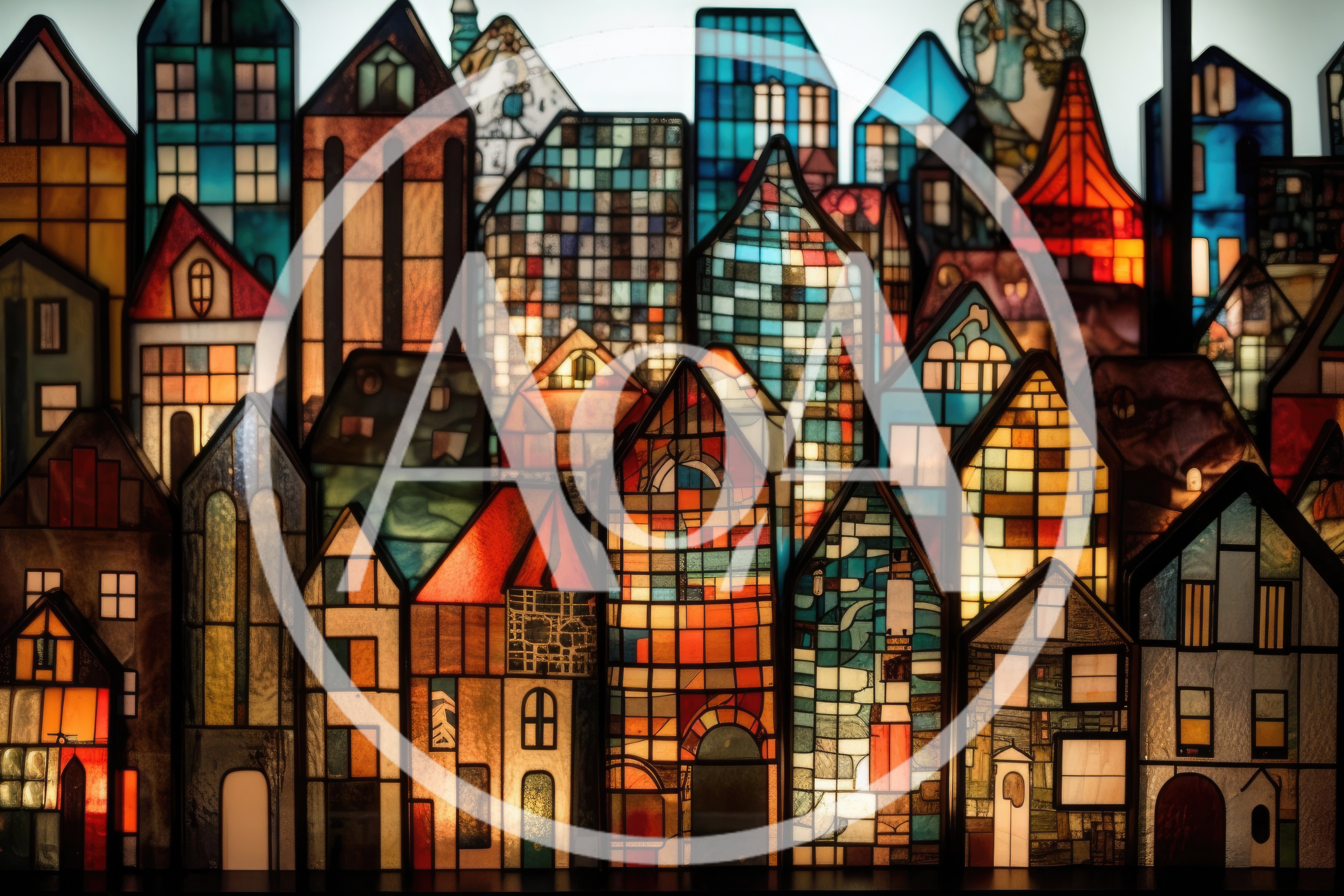 Stained Glass Miniature Cityscape Light Display