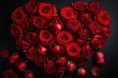 Heart Shaped Arrangement of Red Roses