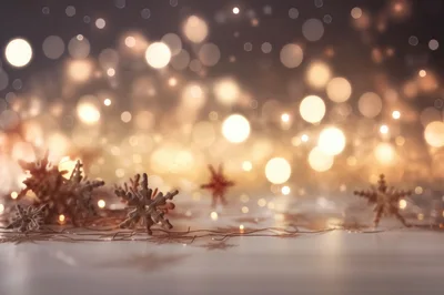 Decorative Snowflake Ornaments on a Festive Bokeh Background