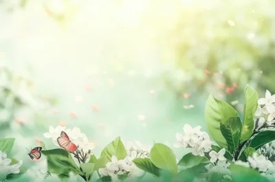Butterflies Resting On White Spring Blossoms