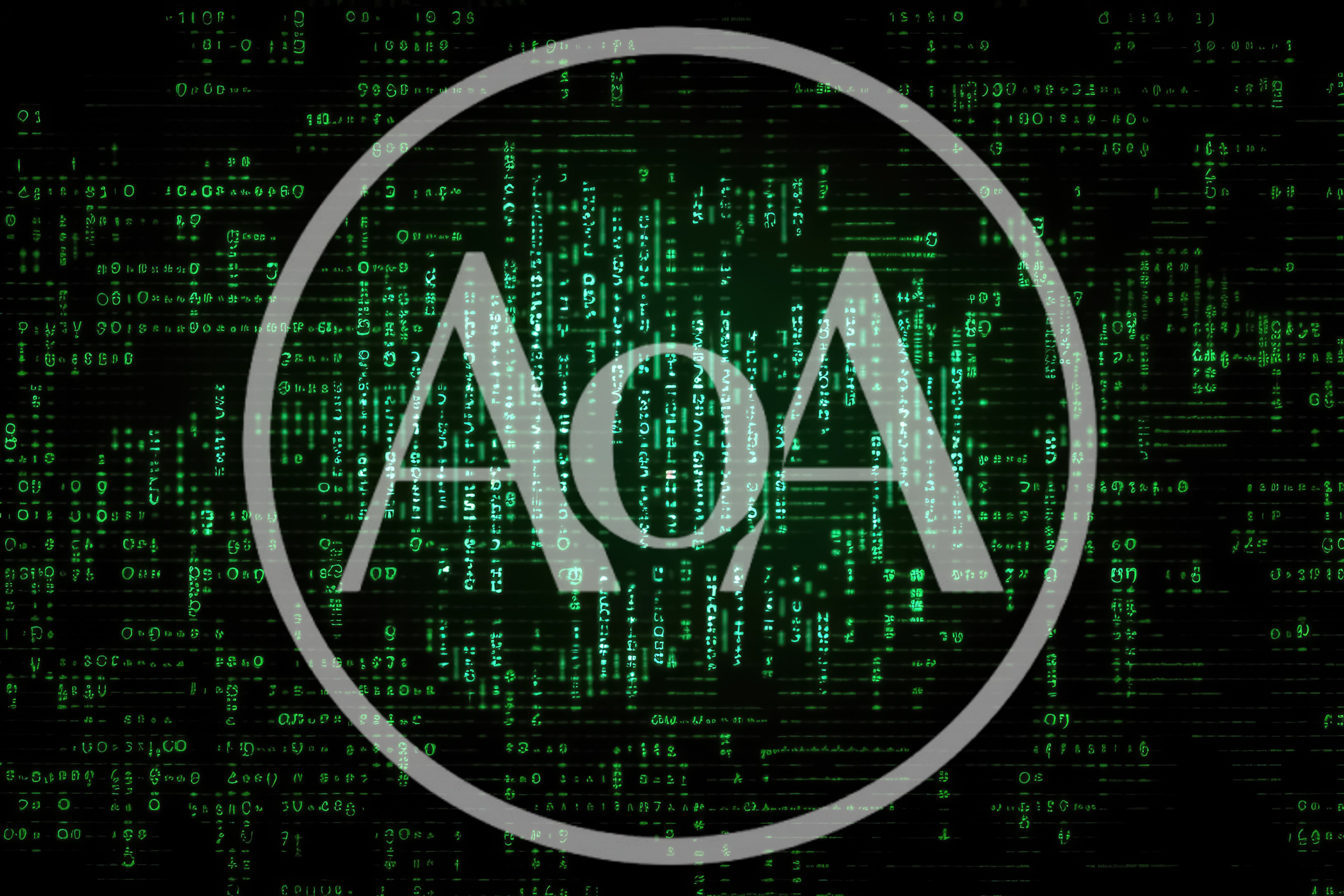 Digital Matrix Code Background With Green Binary Data