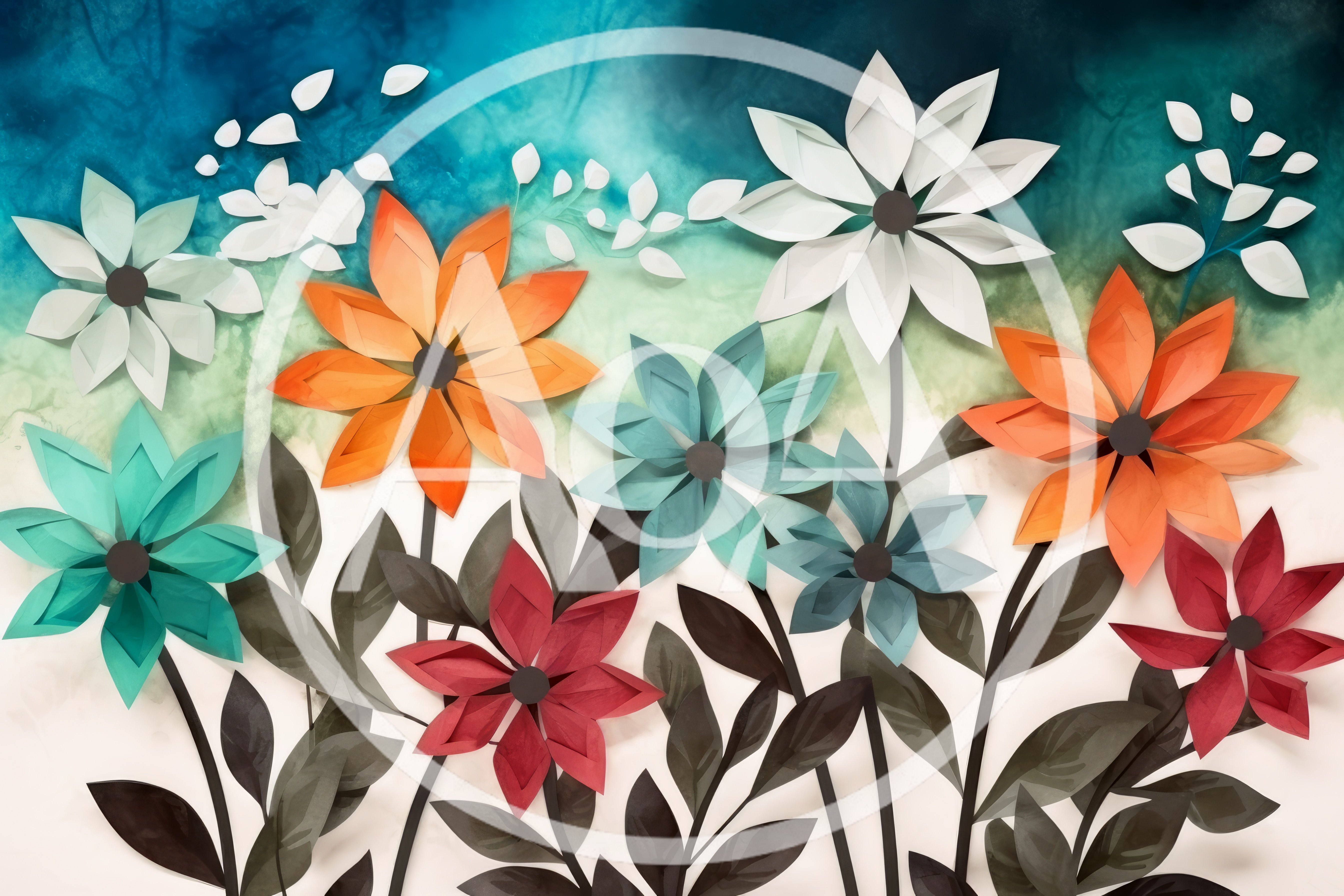 Paper Craft Floral Art With Watercolor Background