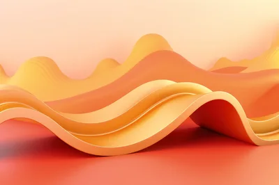 Abstract 3D Wavy Orange And Yellow Background