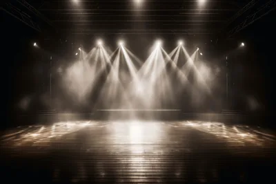 Empty Stage With Dramatic Spotlight Beams