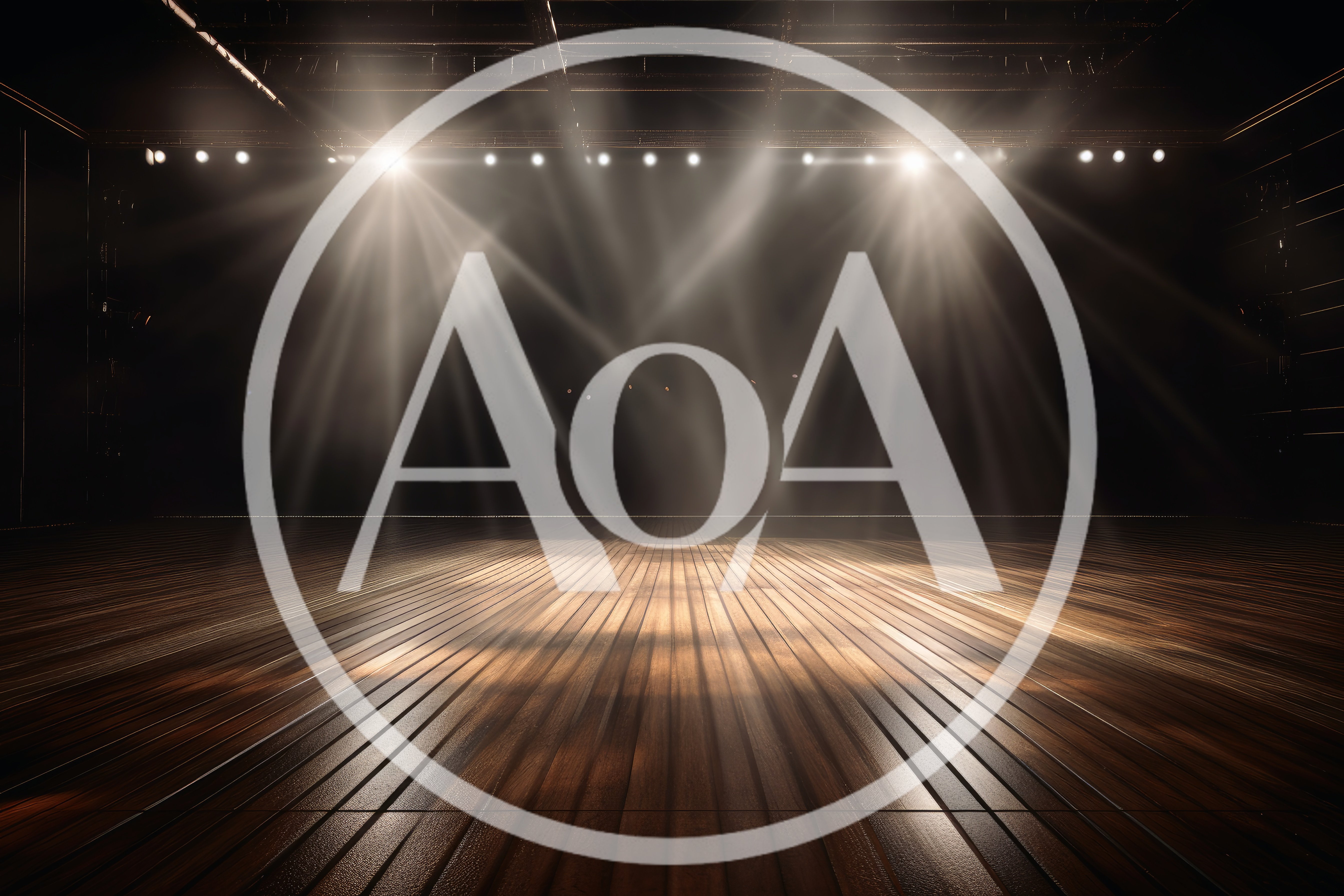 Empty Wooden Stage With Dramatic Spotlight Beams