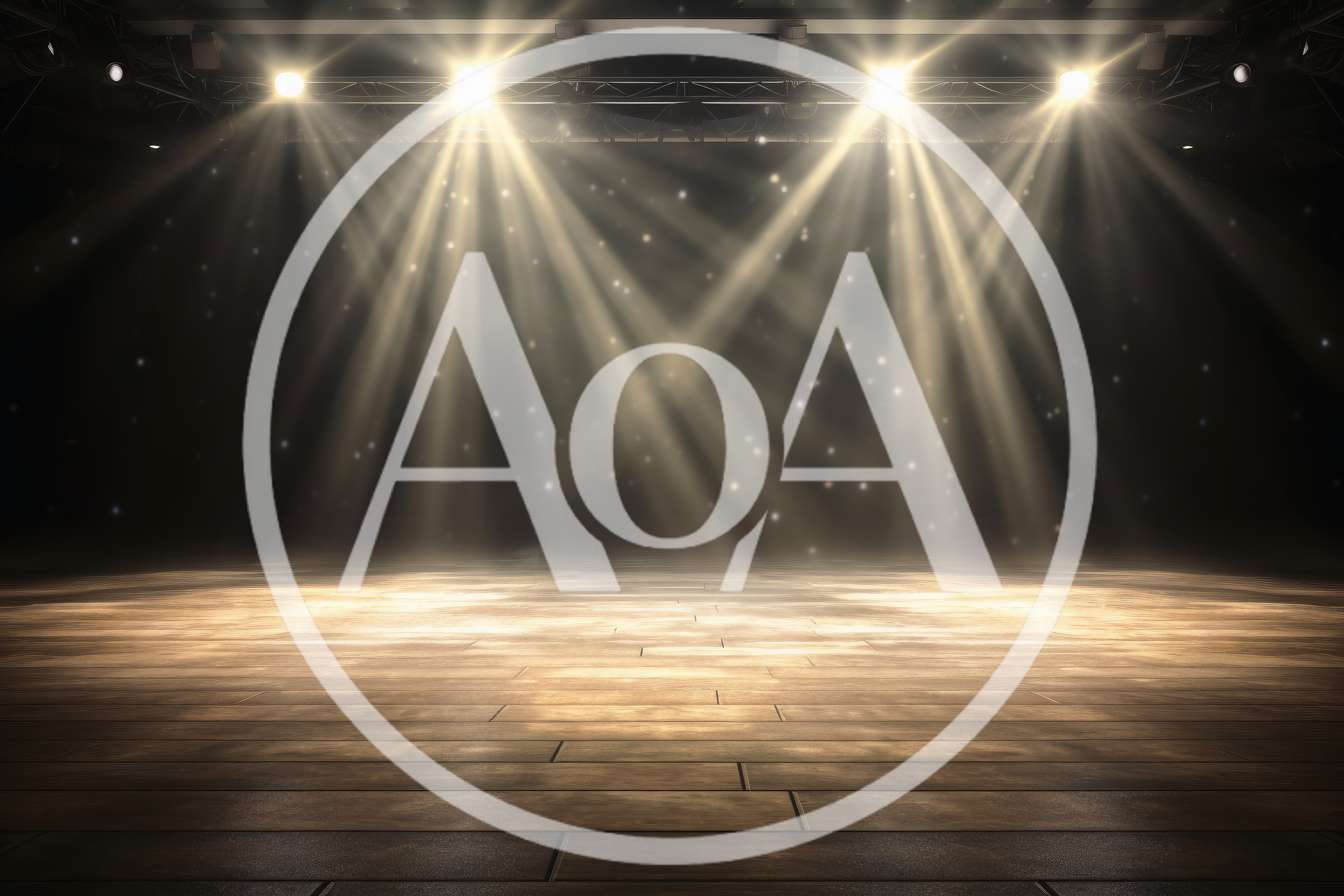 Empty Wooden Stage With Dramatic Spotlight Beams