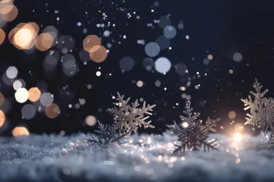 Decorative Snowflake Ornaments Resting On Fresh Winter Snow
