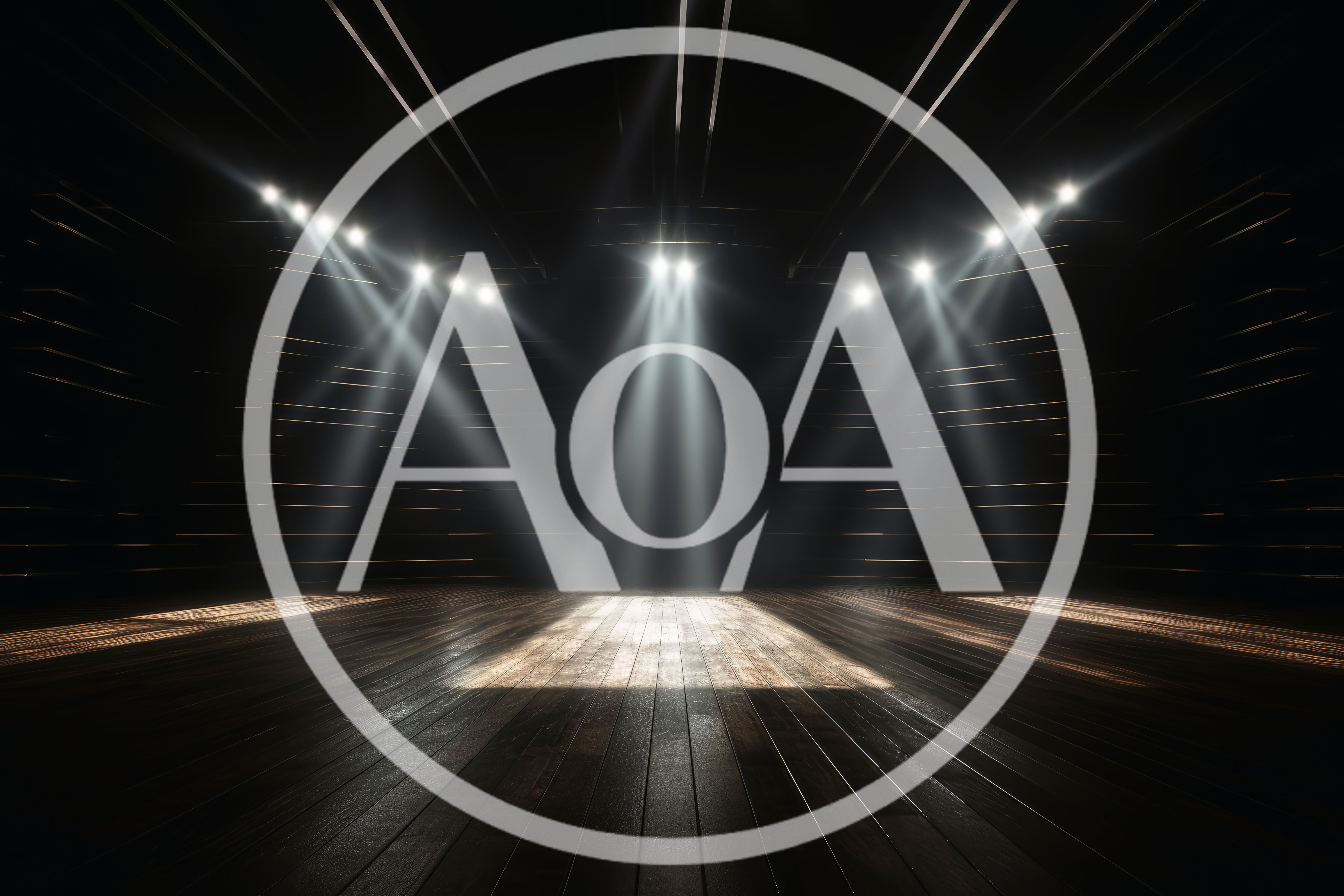 Empty Wooden Stage With Dramatic Spotlight Illumination