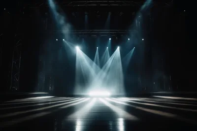 Empty Stage With Dramatic Spotlight Beams