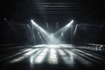 Empty Stage With Dramatic Spotlight Beams