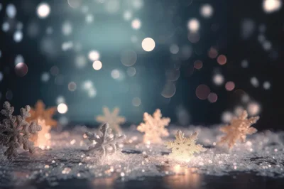 Decorative Snowflake Ornaments On Snowy Surface
