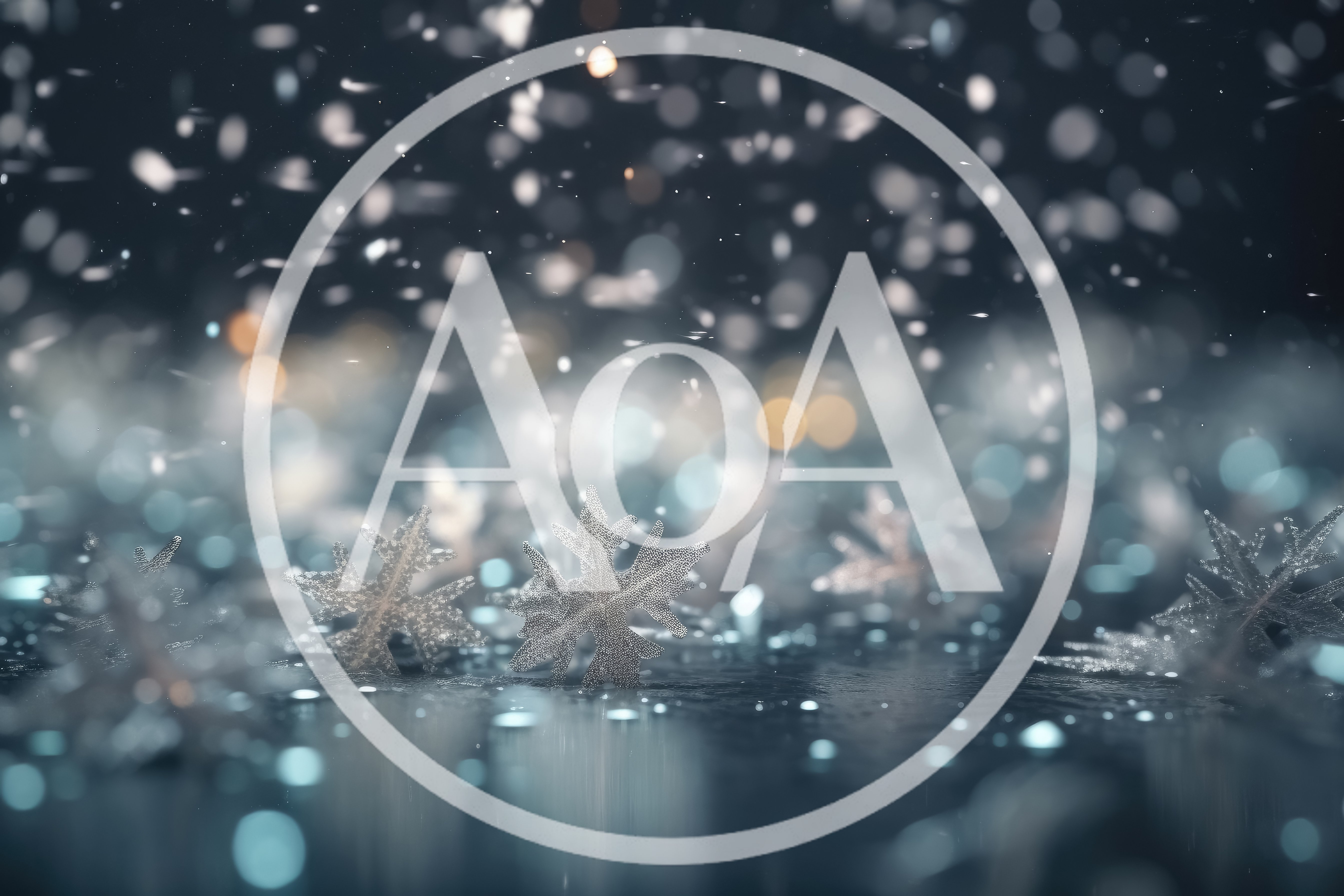 Decorative Snowflake Ornaments Resting On A Reflective Surface