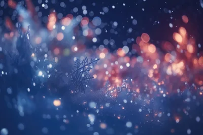 Abstract Winter Holiday Background With Glowing Bokeh Lights