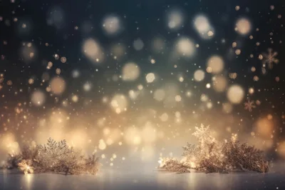 Golden Snowflake Decorations On A Blurred Winter Background