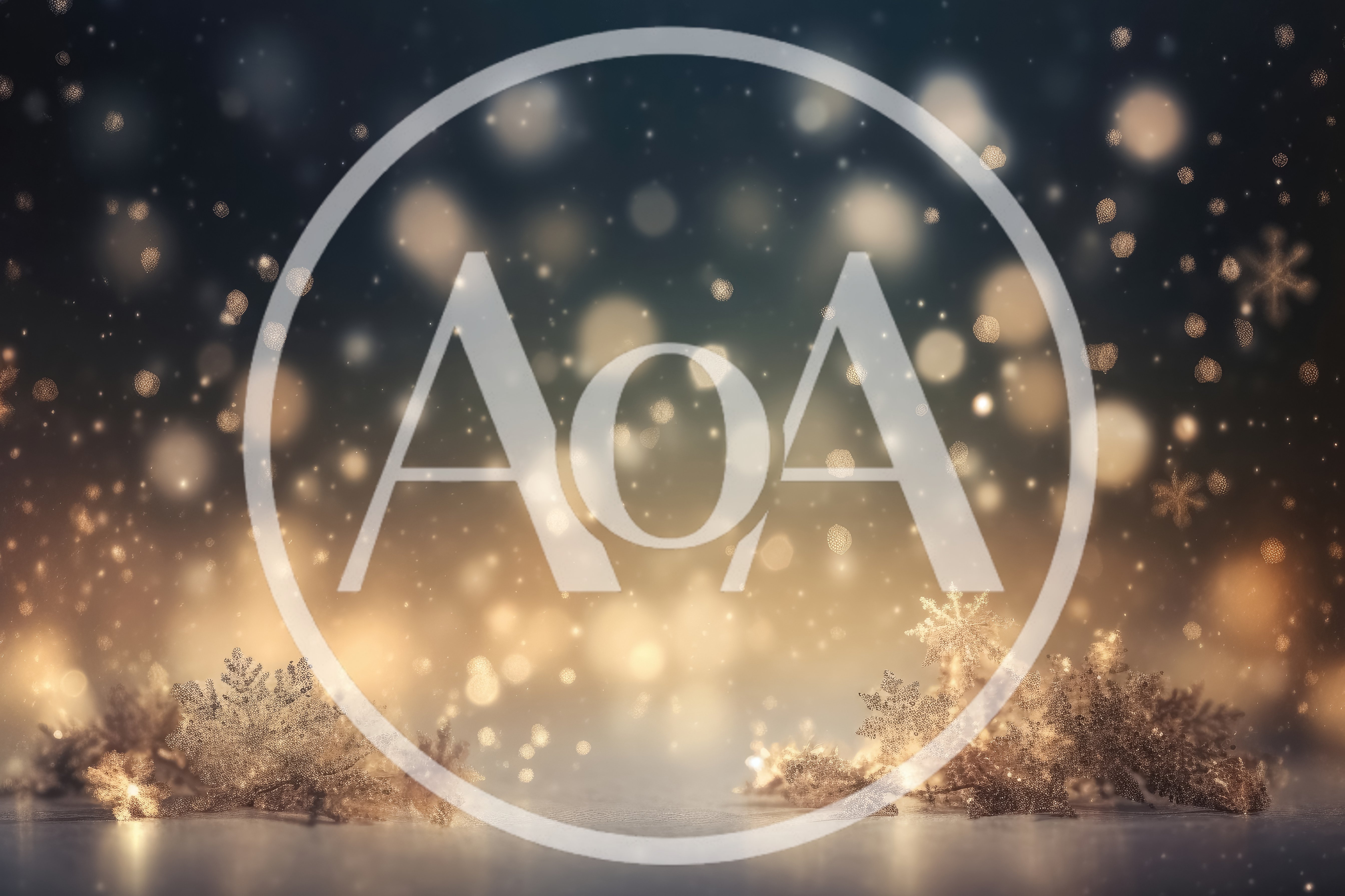 Golden Snowflake Decorations On A Blurred Winter Background