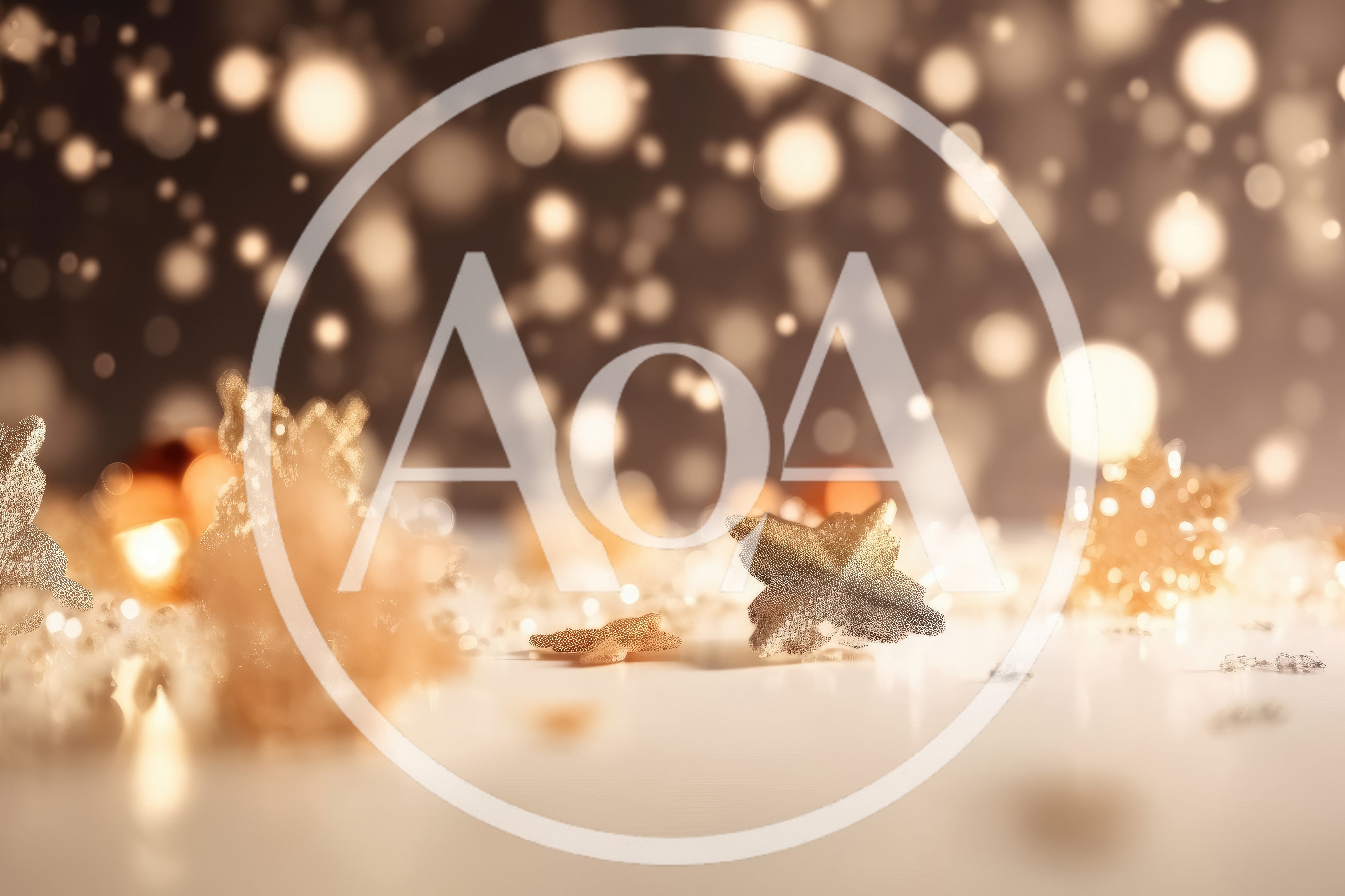 Golden Christmas Ornaments With Bokeh Lights Background