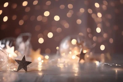 Glittering Star Ornaments With Warm Christmas Fairy Lights