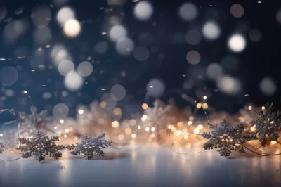 Silver Snowflake Ornaments With Warm Christmas Fairy Lights