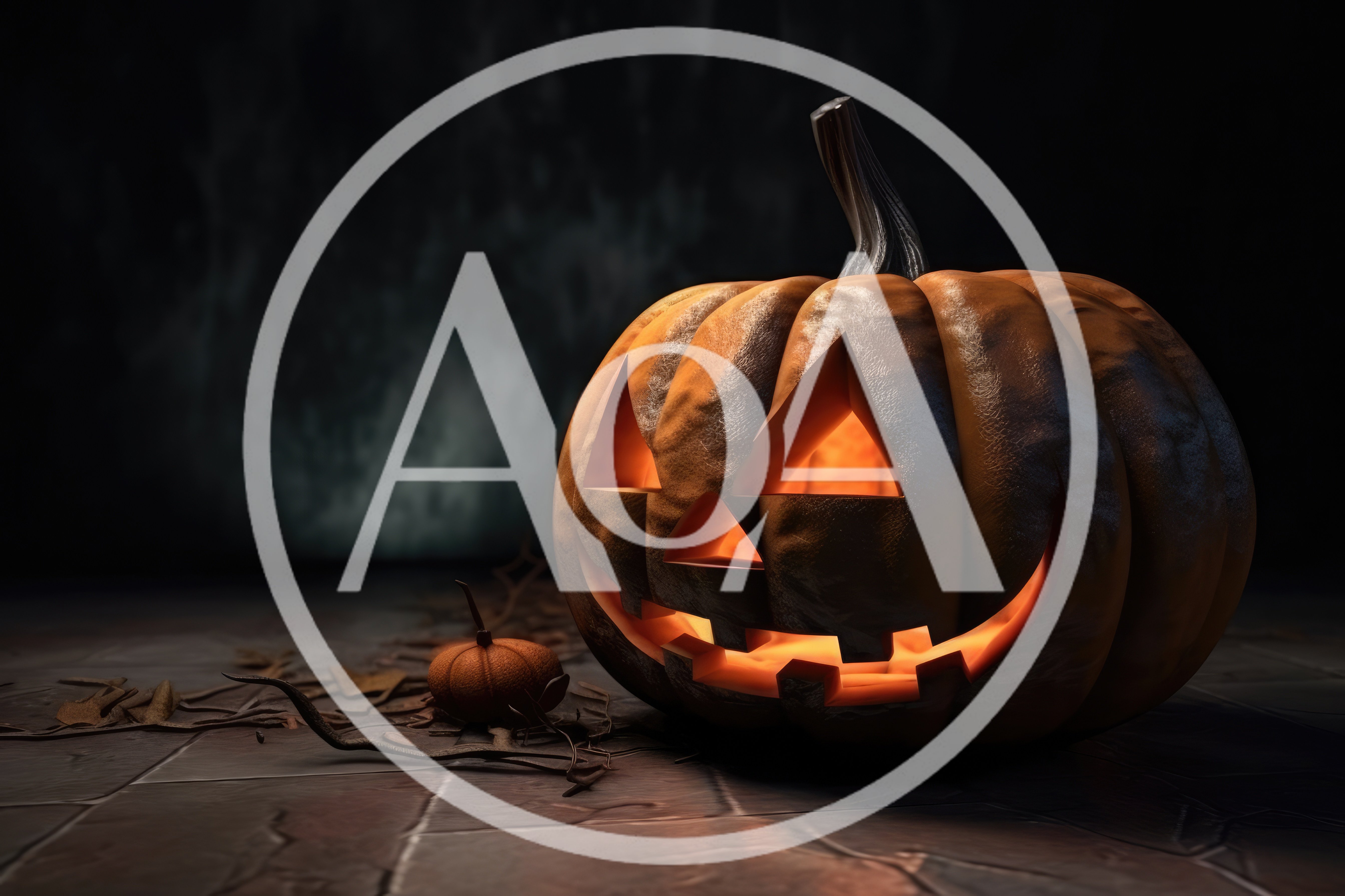Glowing Jack O Lantern Pumpkin On Stone Floor