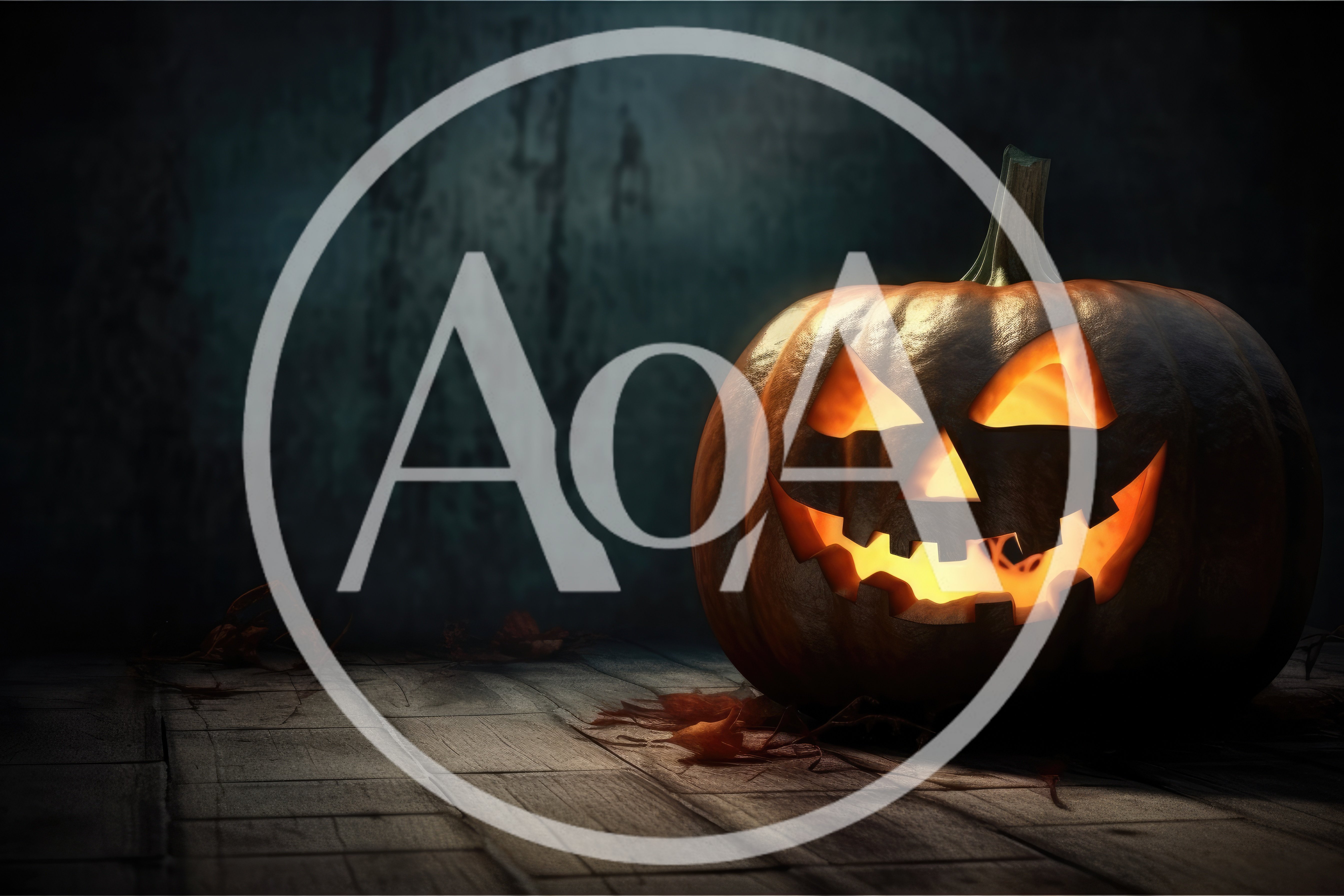 Glowing Jack O Lantern On Dark Wooden Floor