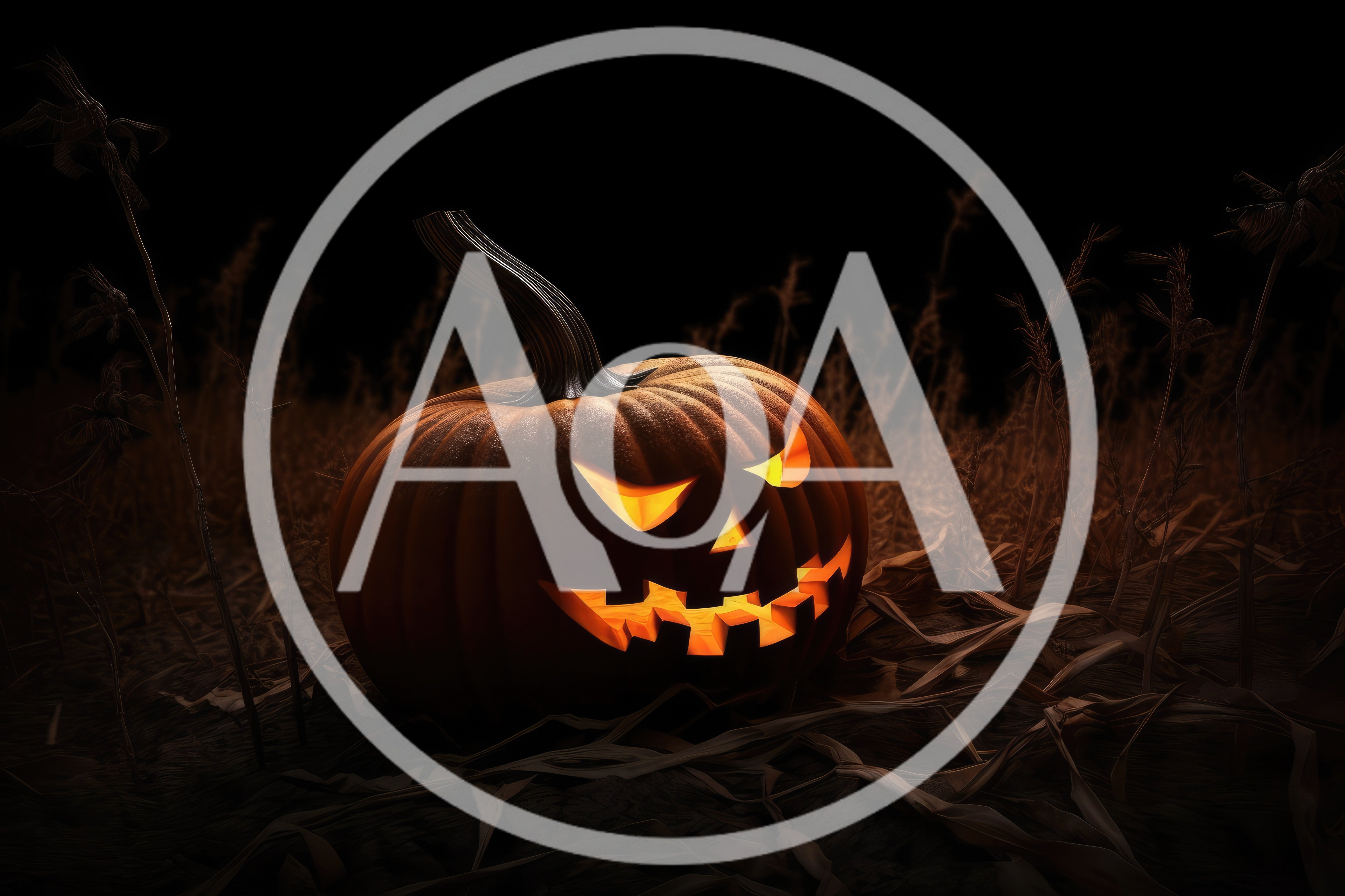 Glowing Jack O Lantern In A Dark Field