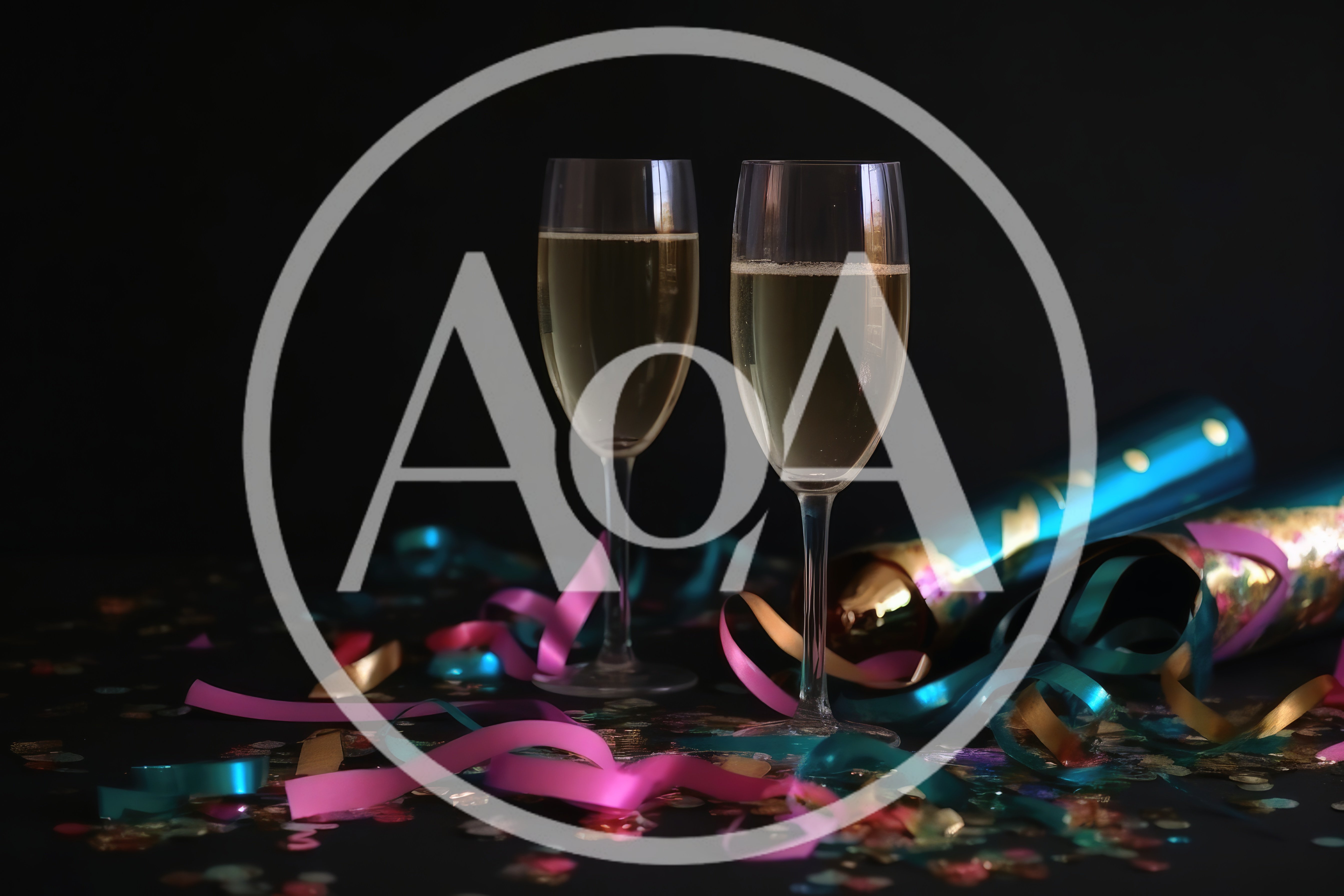 Two Champagne Flutes With Party Decorations
