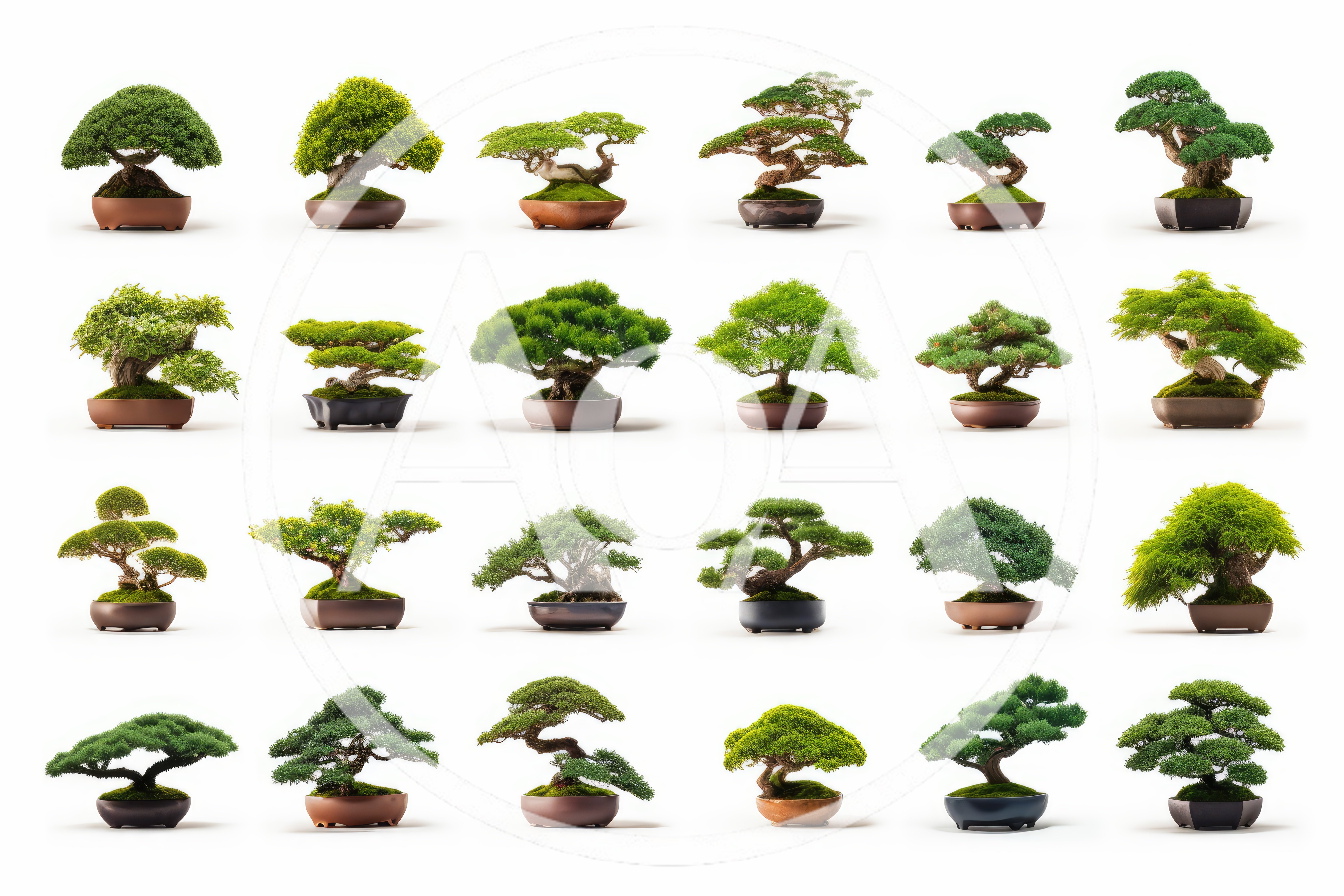 Collection Of Various Potted Bonsai Trees