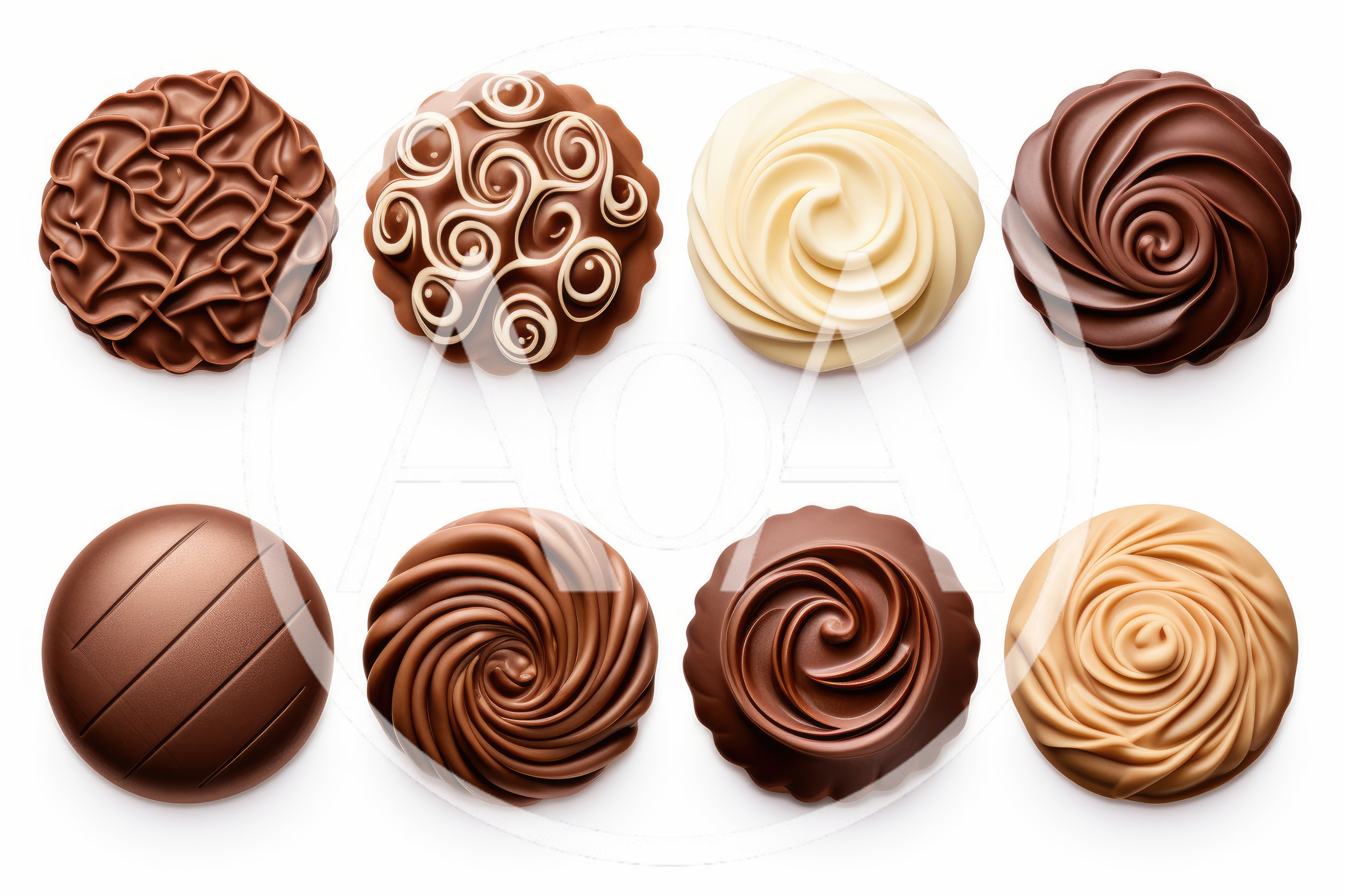 Assorted Gourmet Chocolate Truffles On White Background