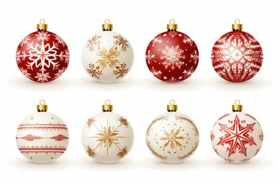 Set of Eight Decorative Christmas Ornaments