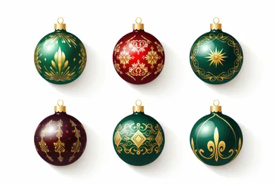 Set Of Six Decorative Christmas Ornaments
