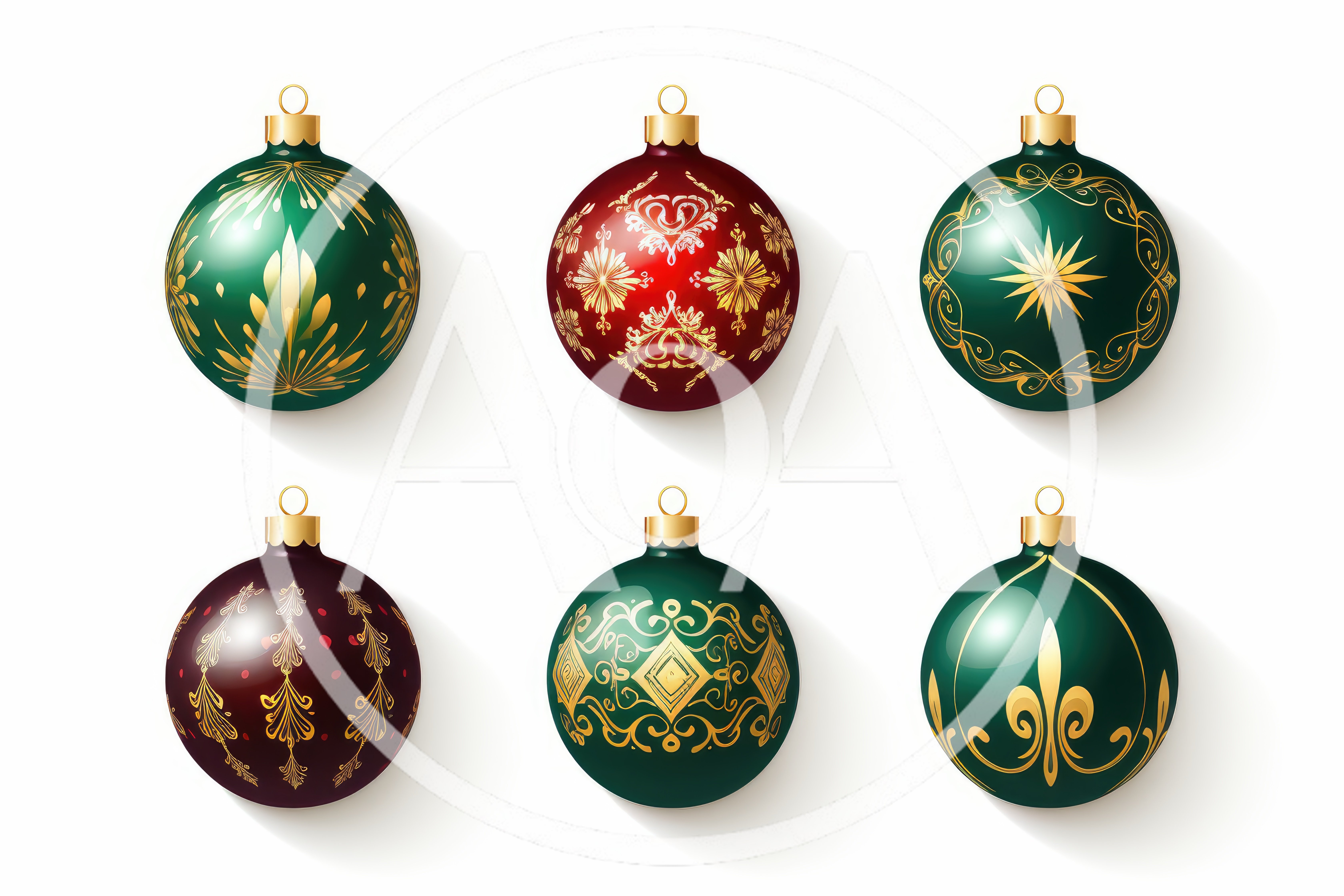 Set Of Six Decorative Christmas Ornaments