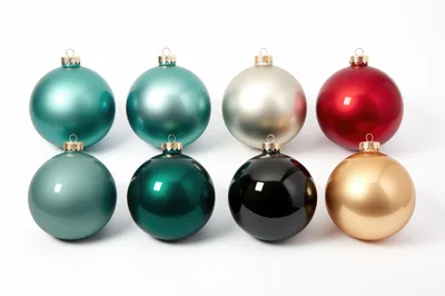 Set Of Eight Colorful Christmas Ornaments
