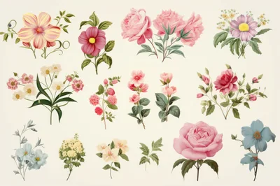 Collection of Vintage Botanical Floral Illustrations