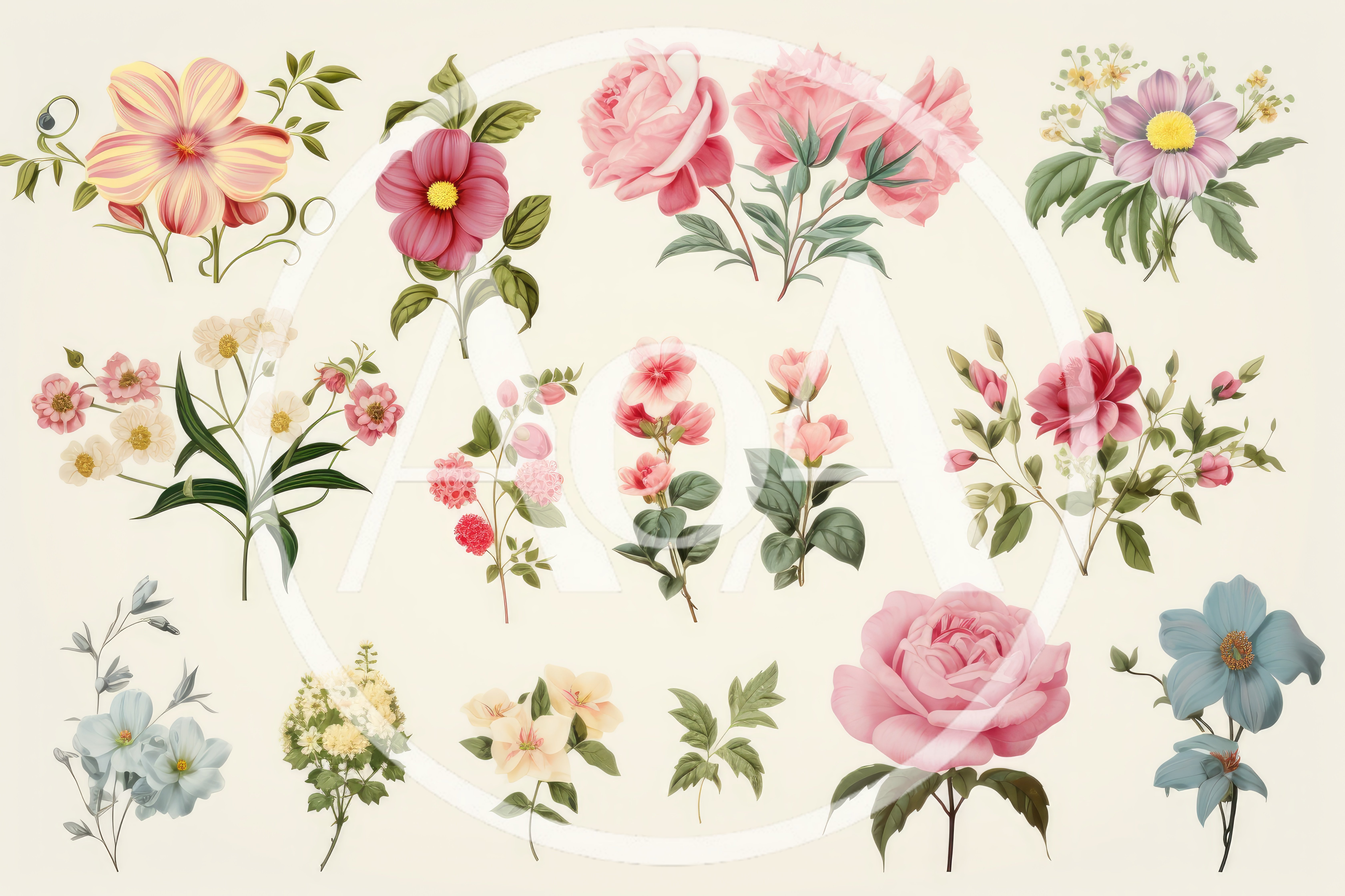 Collection of Vintage Botanical Floral Illustrations