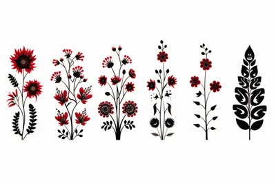 Set Of Decorative Floral Botanical Illustrations
