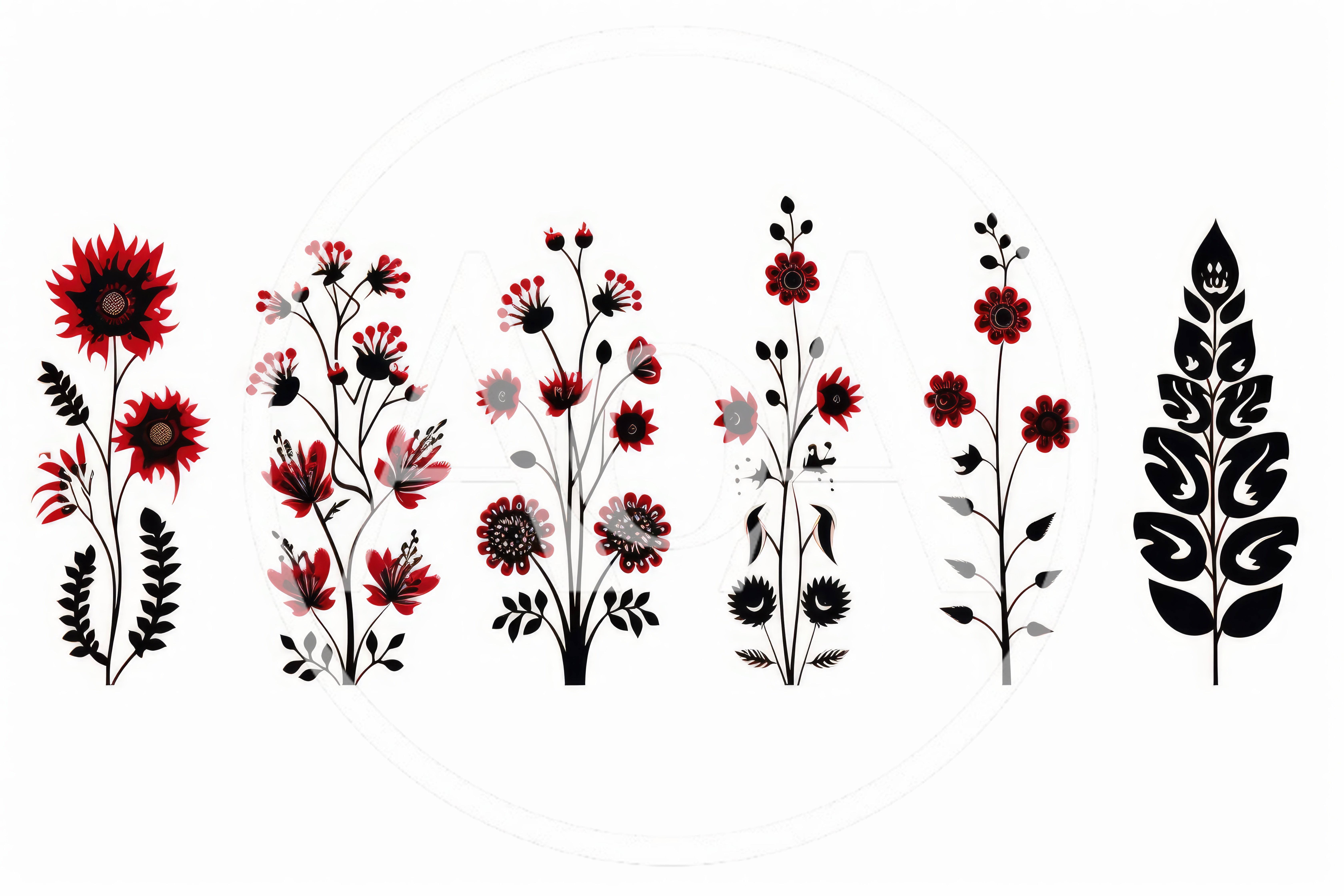 Set Of Decorative Floral Botanical Illustrations