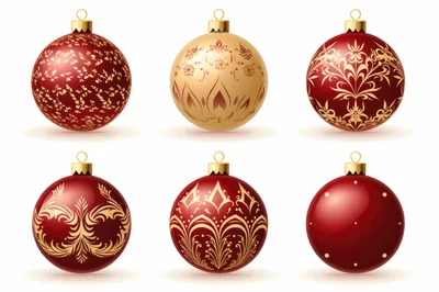 Set Of Six Decorative Christmas Ornaments