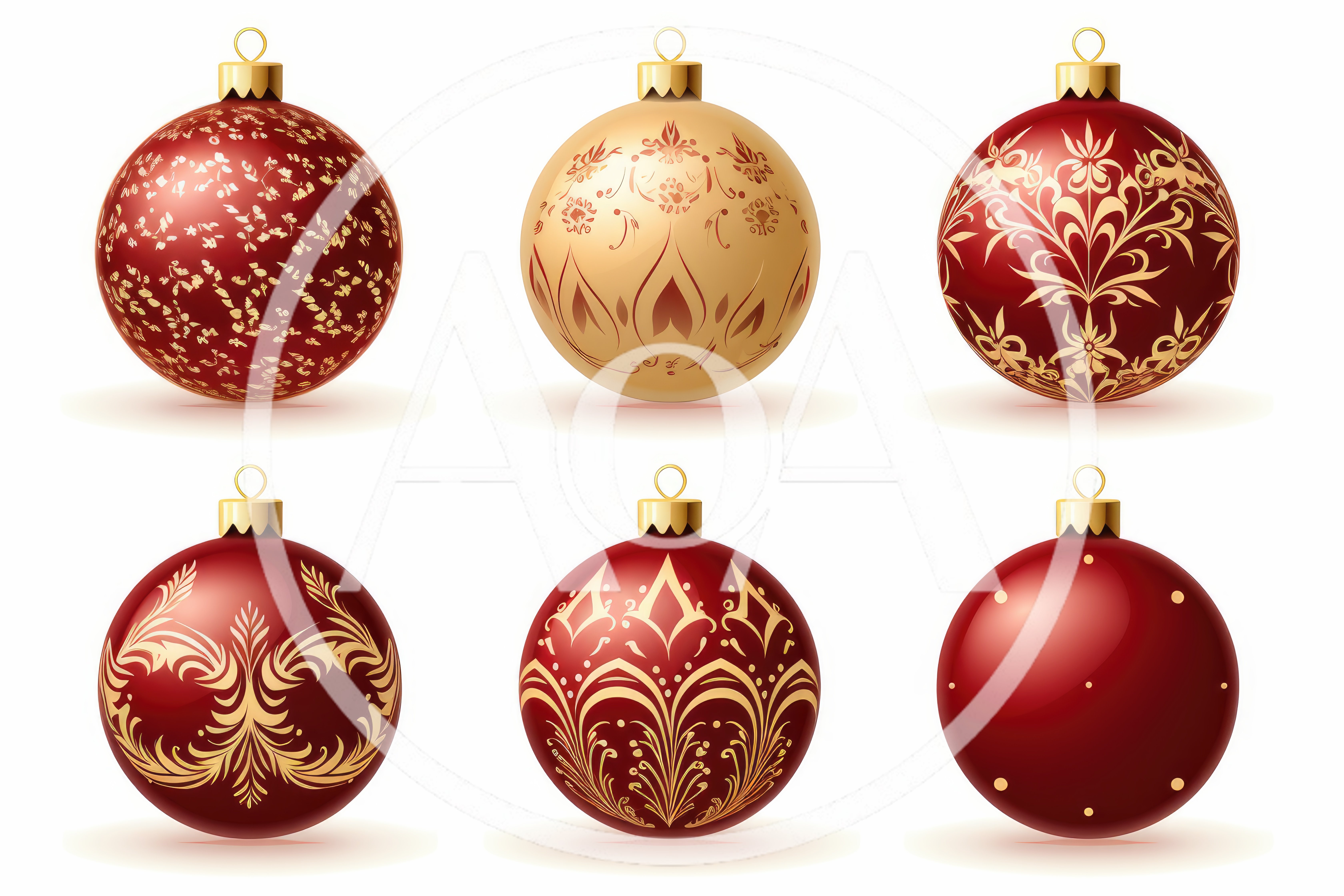 Set Of Six Decorative Christmas Ornaments