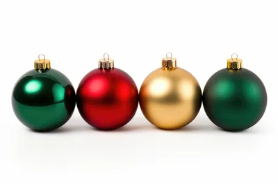 Four Colorful Christmas Ornaments In A Row
